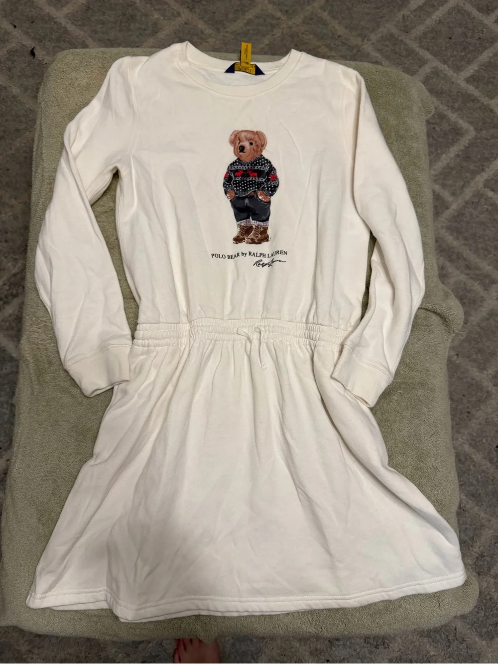 Ralph Lauren girls White Polo Bear Fleece Dress